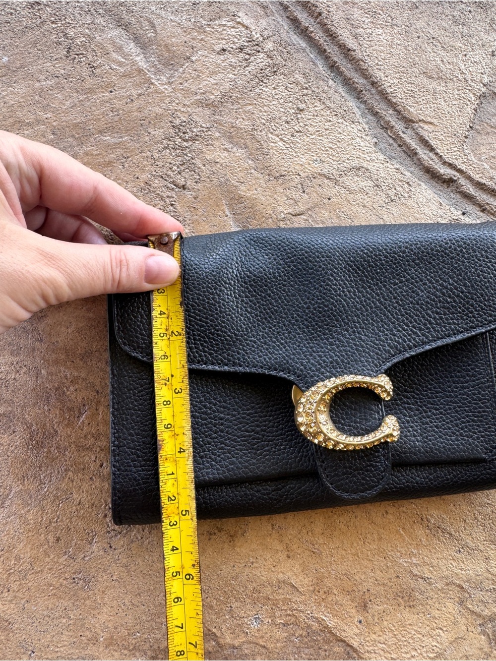 Coach Crystal C Wallet Clutch Black Pebble Leather Gold Hardware Style 79438 - Picture 4 of 14